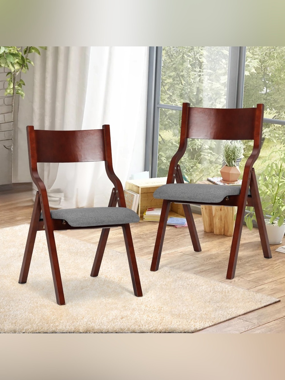 Wooden Dining Chair with Gray Fabric Seat - Modern Home Dining! BRAND NEW IN BOX